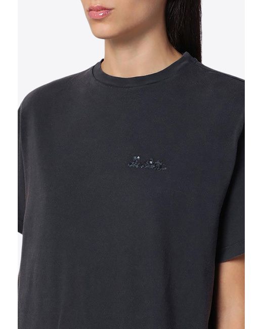 ROTATE BIRGER CHRISTENSEN Black Sequined Logo T-Shirt
