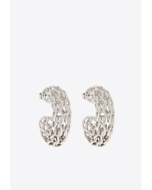 Bottega Veneta White Crochet Hoop Earrings