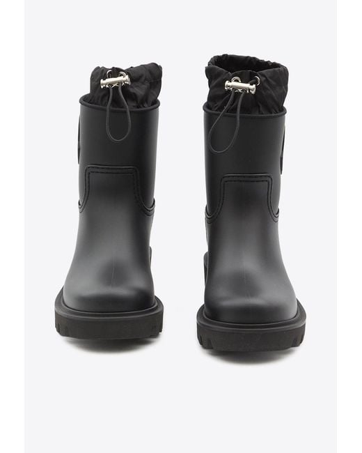 Moncler Black Kickstream Drawstring Rain Boots