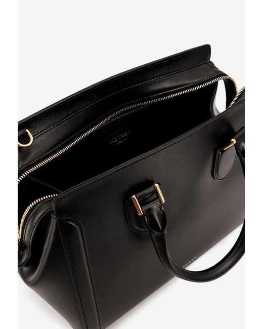 Alexander McQueen Black Large Birdee Leather Top Handle Bag