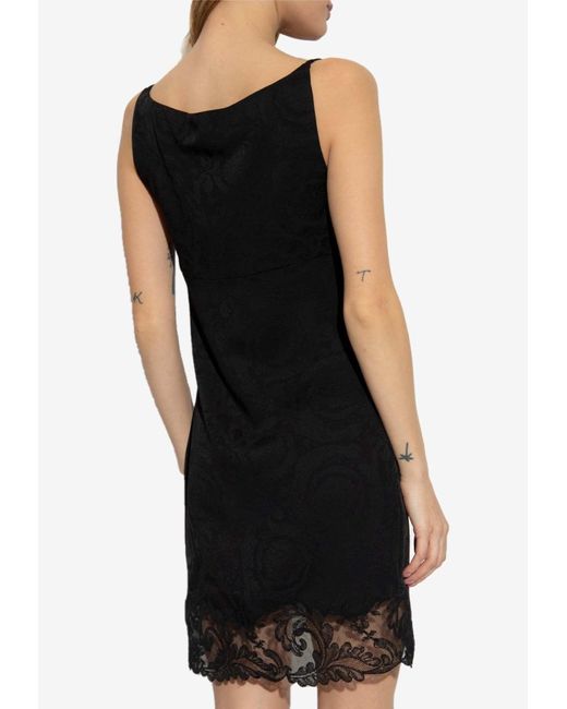 Versace Black Barocco Lace Sleeveless Mini Dress