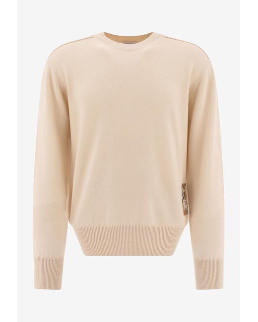 Burberry Natural Ekd Check Patch Wool Sweater for men