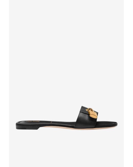 Tom Ford White Leather Padlock Slide