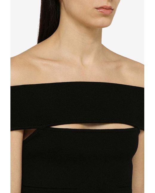FEDERICA TOSI Black Off-Shoulder Cut-Out Top
