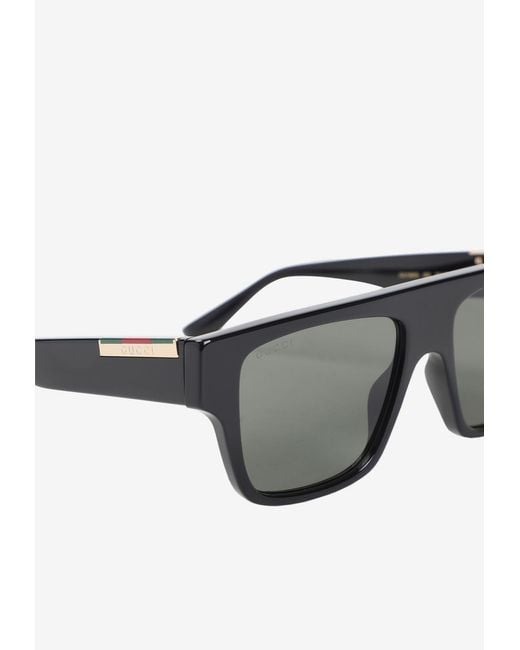 Gucci Gray Rectangular Acetate Sunglasses