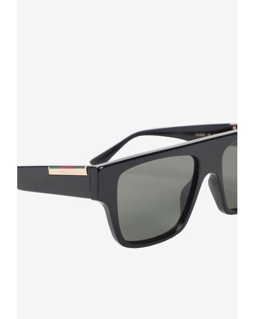 Gucci Gray Rectangular Acetate Sunglasses