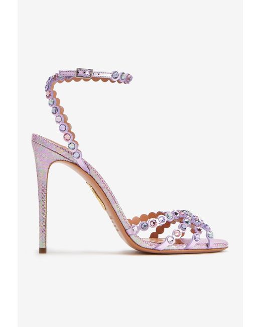 Aquazzura Women's Pink Tequila 105 Crystal-Embellished Sandals