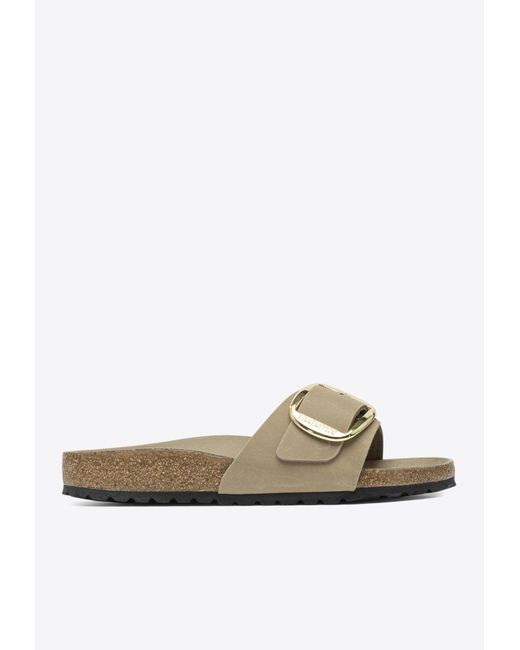 Birkenstock White Madrid Big Buckle Leather Sandals