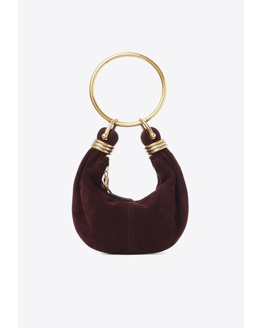 Chloé Red Mini Bracelet Suede Hobo Bag