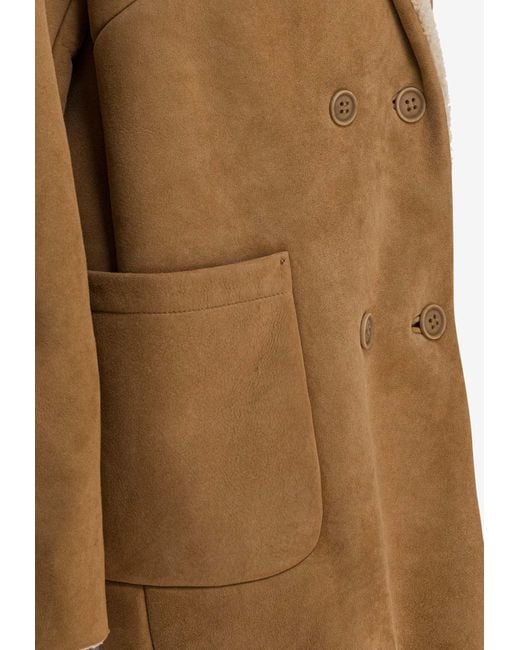 Salvatore Santoro Brown Double-Breasted Shearling Suede Jacket