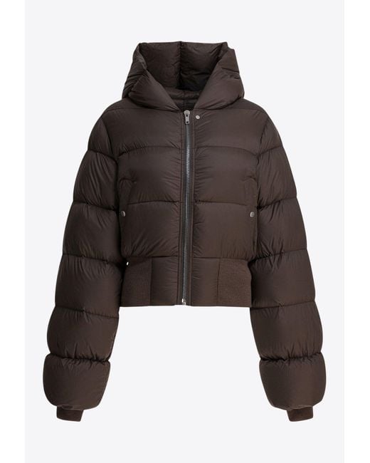 Rick Owens Brown Concordians Cropped Puffer Jacket