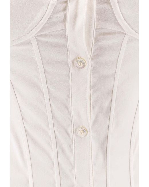 Balenciaga White Corseted Cropped Shirt