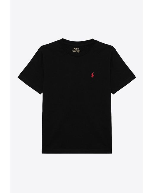 Polo Ralph Lauren Black Logo Embroidered Crewneck T-Shirt for men