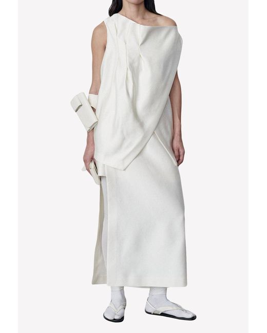 The Row White Kanita Midi Skirt In Silk