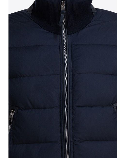 Tom Ford Blue Padded Zip-Up Jacket for men