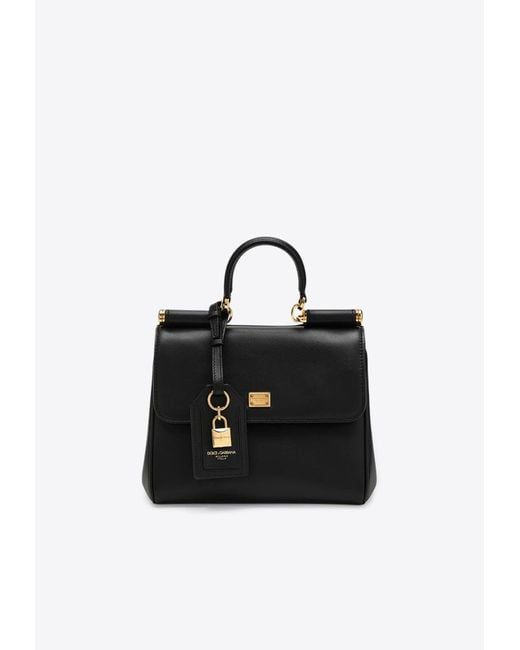Dolce & Gabbana Black My Sicily Leather Top Handle Bag