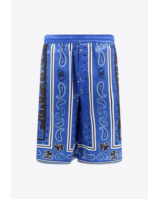 Off-White c/o Virgil Abloh Blue Bandana Print Bermuda Shorts for men