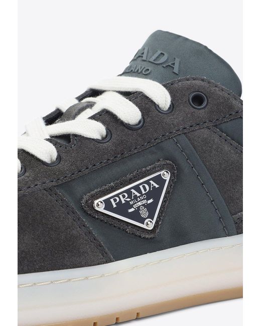 Prada White Downtown Suede Low-Top Sneakers for men