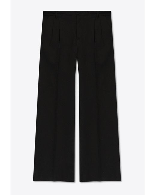 Dolce & Gabbana Black Wide-Leg Wool Pants for men
