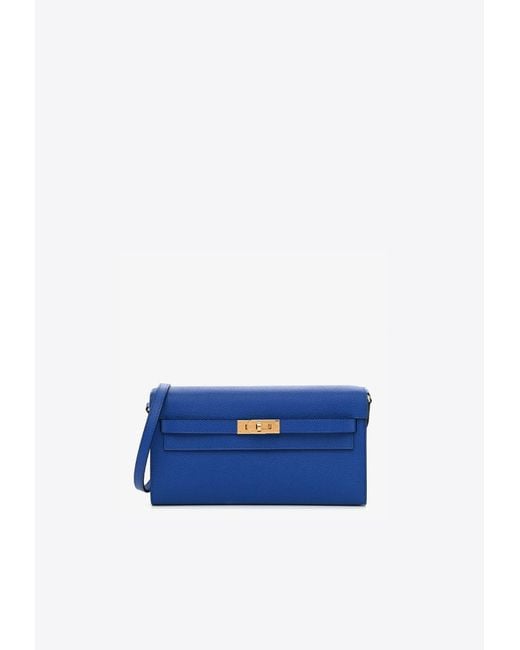 Hermès Blue Kelly To Go Wallet In Bleu Royal Epsom With Gold Hardware