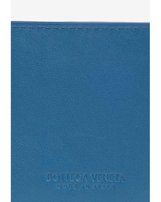 Bottega Veneta Blue Cassette Intreccio Leather Cardholder