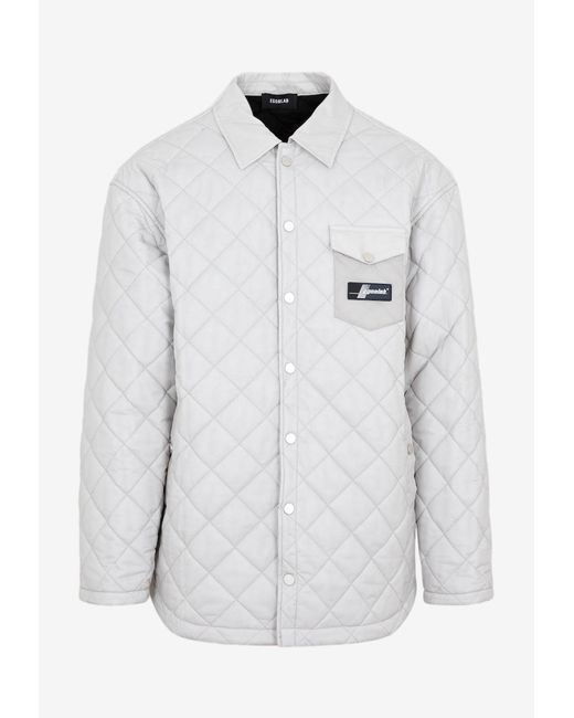 Egonlab White Logo-Patch Quilted Shirt for men