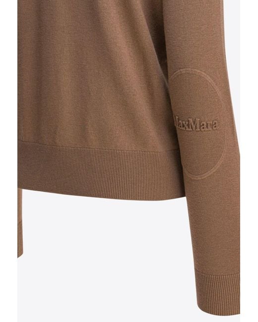 Max Mara Brown Eco Wool Knit Sweater With Elbow Patch