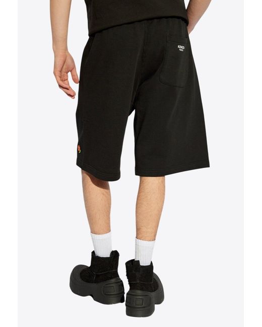 KENZO Black Pop Embroidered Track Shorts for men