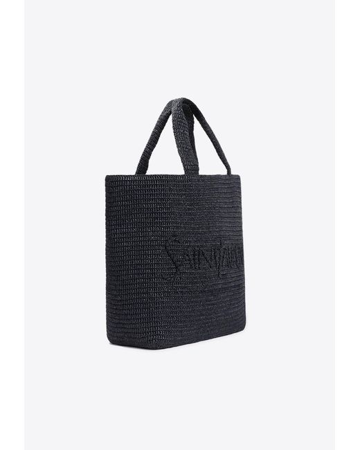 Saint Laurent Black Logo Raffia Tote Bag for men