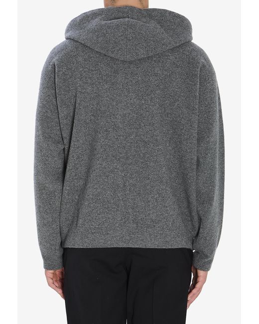 Roberto Collina Gray Super-Fine Wool Hooded Sweatshirt for men