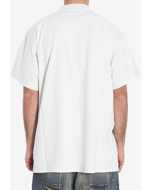 Balenciaga 3B Liquefied Oversized Crewneck T-Shirt in White