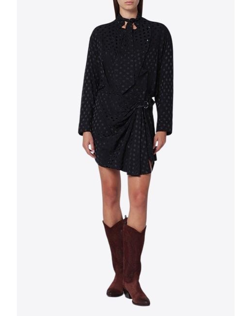 Isabel Marant Black Ora Polka Dot Silk-Blend Mini Dress