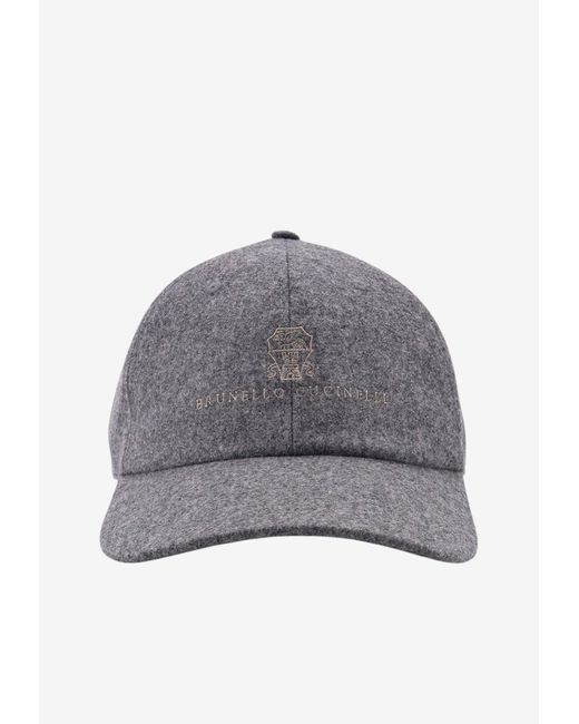 Brunello Cucinelli Gray Logo Baseball Cap for men