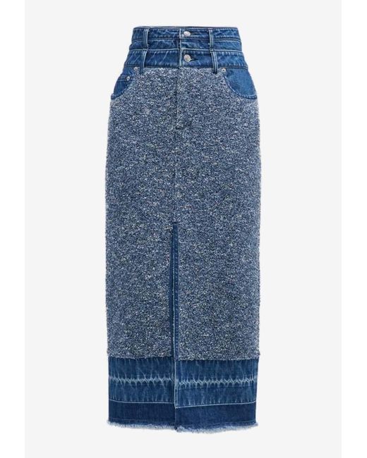 Jonathan Simkhai Blue Maddy Knit Midi Skirt
