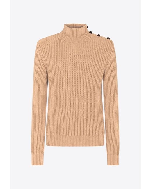 Dolce & Gabbana Natural Turtleneck Knitted Wool Sweater for men