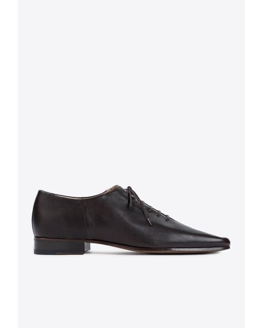 Lemaire Black Souris Square-toe Derby Lace-up Shoes for men