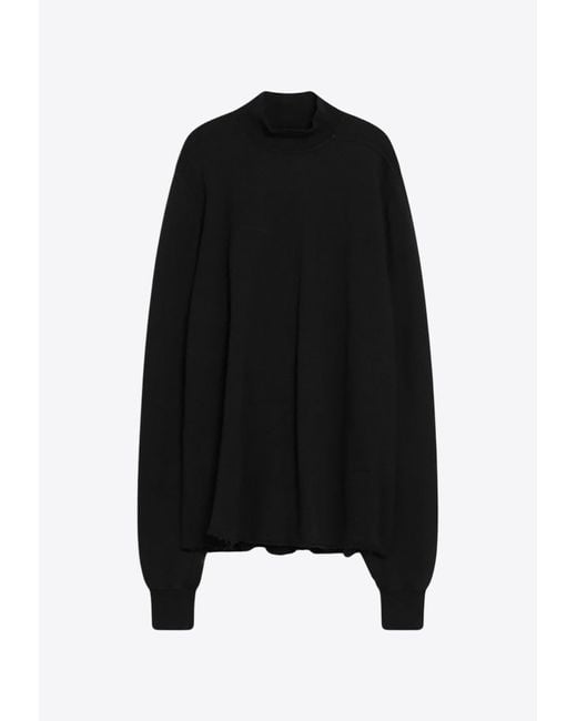 Rick Owens Black Mock-Neck Sweatshirt With Open Back for men