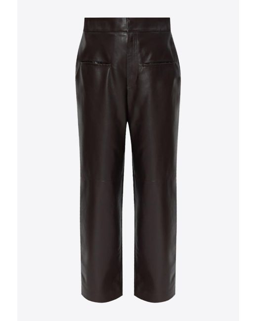 Loewe Straight-leg Leather Pants in Black | Lyst