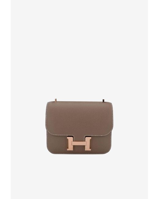 Hermès White Constance 18 In Etoupe Epsom Leather With Rose Gold Hardware