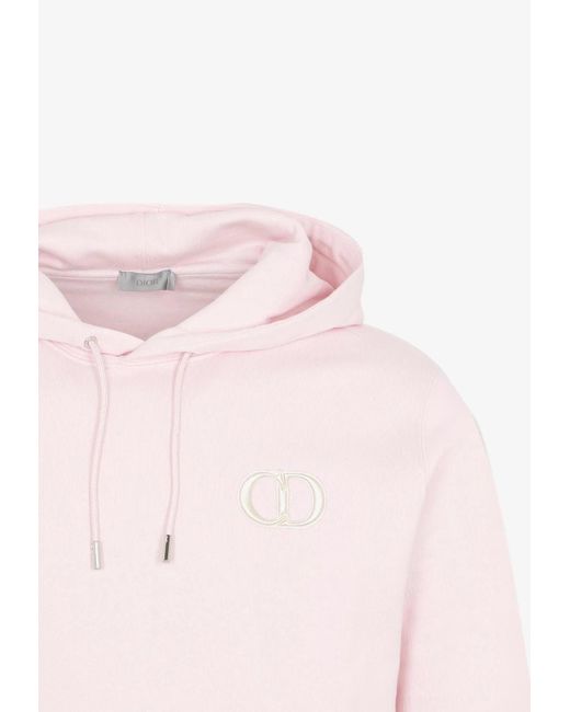 Dior Logo Embroidered Hooded Sweatshirt in Pink for Men | Lyst UK
