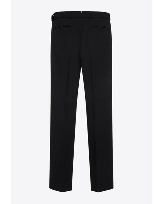 Prada Belted Wool Tailored Pants in Black for Men | Lyst