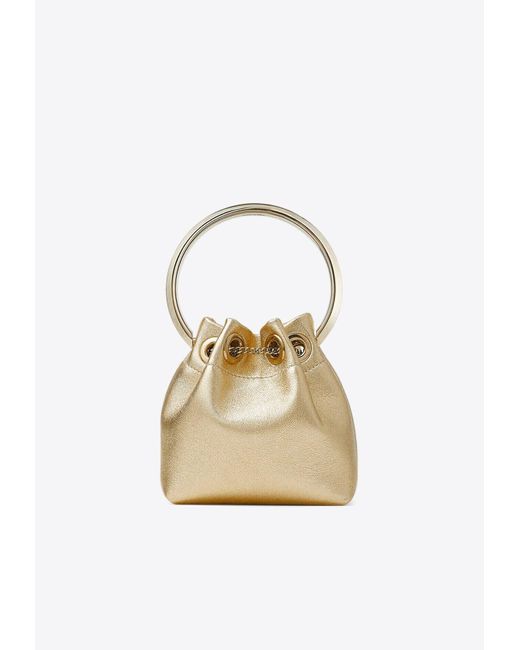 Jimmy Choo Micro Bon Bon Metallic Leather Bucket Bag