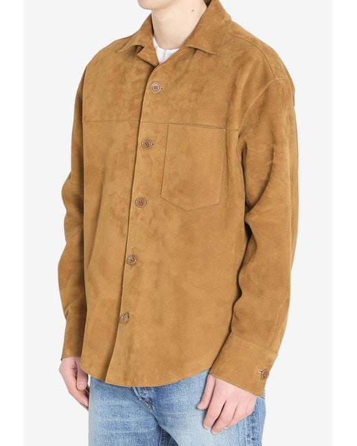 AMI Natural Suede Buttoned Overshirt for men