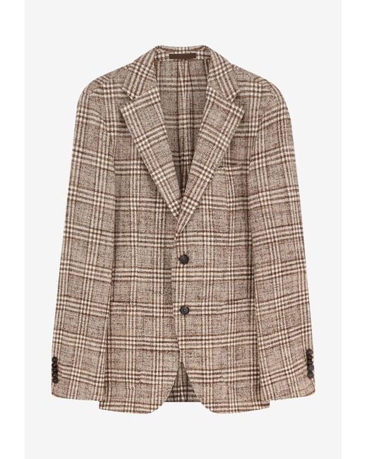 Boss Brown Heston Madras Check Blazer for men