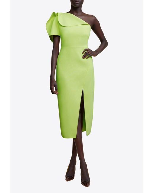 Acler Green Rogeron One-shoulder Midi Dress