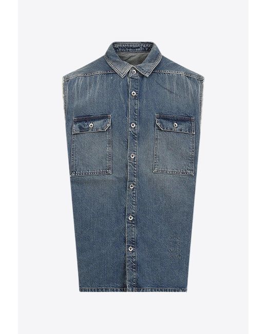 Rick Owens Blue Button-Up Vest for men