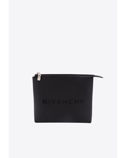 Givenchy Black Logo Print Canvas Pouch Bag for men