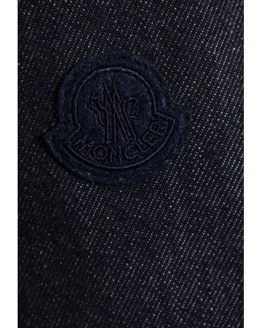 Moncler Blue Logo Patch Denim Jacket for men