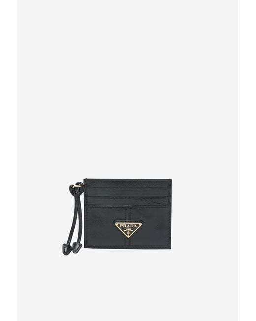 Prada White Triangle Logo Cardholder