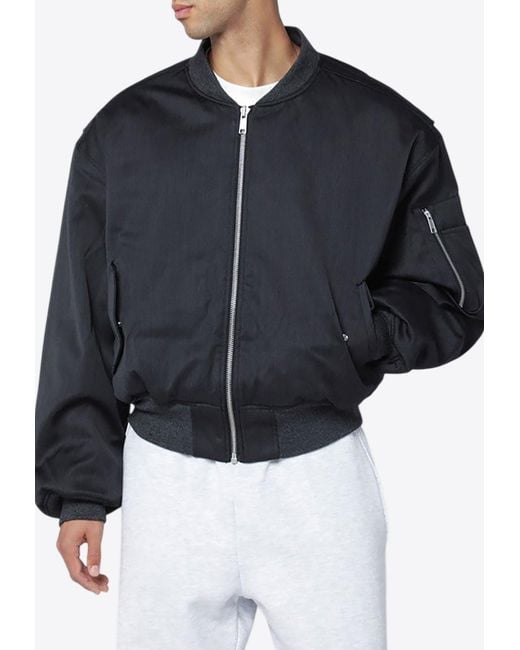 Entire studios Black Wool-Blend Zip-Up Bomber Jacket for men
